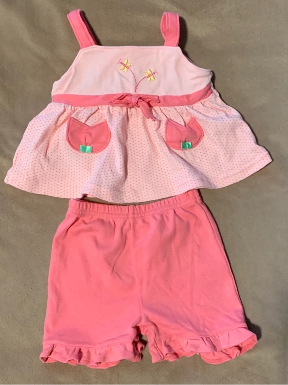 Pink Baby Girls Two-Piece Tank & Shorts Set